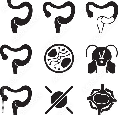 Set of nine creative question mark icons in black and white minimalist vector design for business and problem solving