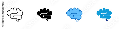 Brain Multiple Style Icon Design Vector - Human brain symbol, representing thinking, cognition, and intelligence