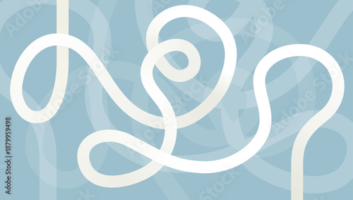 A dynamic abstract composition visualizing the path of motion — smooth, sweeping white curves glide across a tranquil pastel blue backdrop, suggesting speed, fluidity, and elegant momentum. 