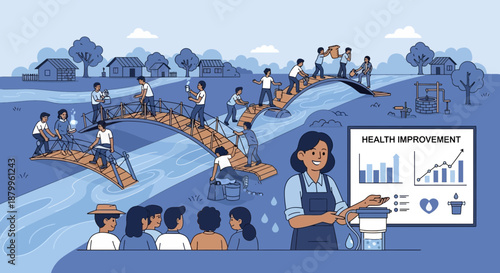 Woman presenting health improvement chart.