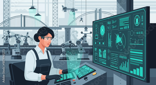 Woman working on computer screen technology.