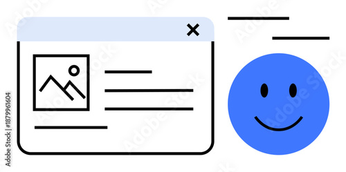 User interface concept. User interface blending structured design and friendly interaction by a smiling face. User interface promoting usability and engagement. For websites, apps, UX, design