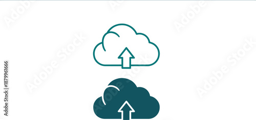 Cloud computing upload data transfer storage network connection outline and filled icons