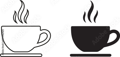 Coffee mug and tea cup vector icon. Simple and minimalistic design for coffee-themed graphics.Coffee mug line vector.