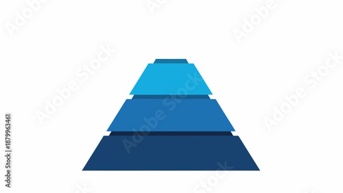 Blue Pyramid Layers Gradient Colorful Geometric Shape.