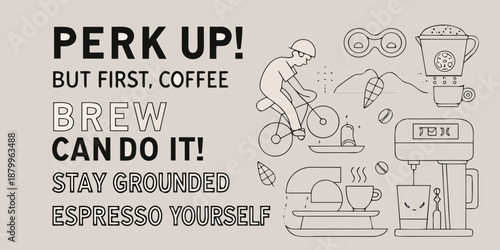 Coffee fueled motivation a playful illustration for a morning boost