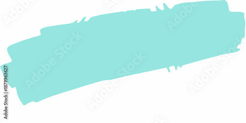 Abstract turquoise brush stroke on a plain white background simple and modern
