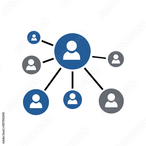 Organizational chart icon, connected people for business structure and networking