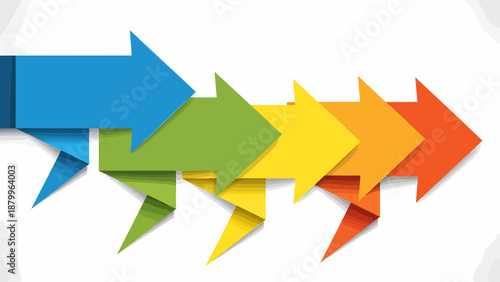 Colorful Arrows Pointing in Same Direction.