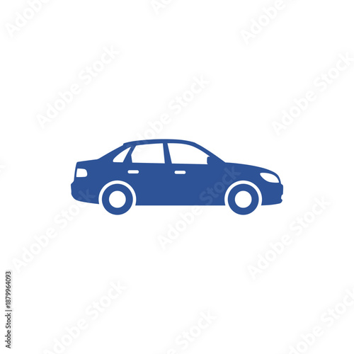 A sleek, modern sedan car silhouette in a solid blue color, perfect for automotive or transport related designs and graphics