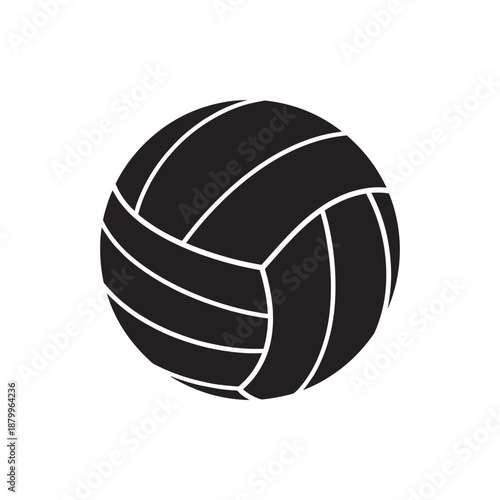 A simple, minimalist illustration of a black and white volleyball, perfect for sports-themed designs and online content