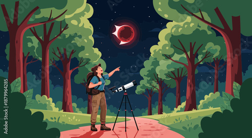 Man looking through a telescope 4.