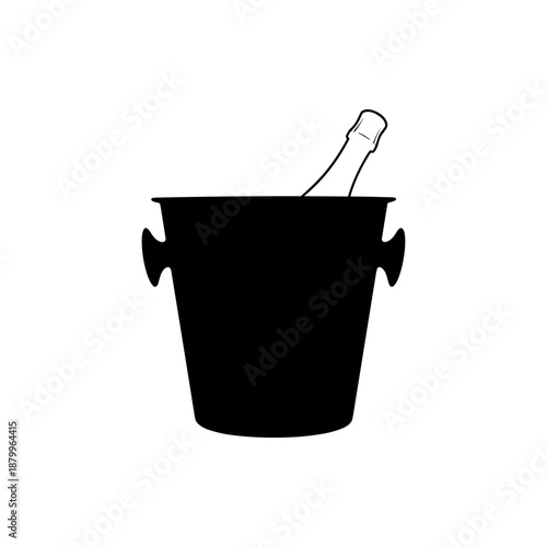Silhouette of a champagne bottle chilling in an ice bucket, perfect for celebratory occasions and elegant events
