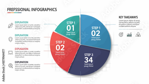 Colorful Pie Chart Infographic Template Design.