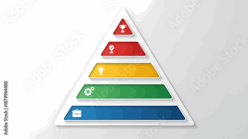 Colorful Pyramid Chart with Icons and Layers.