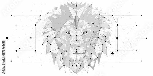Geometric lion portrait a striking polygonal art style depiction of a majestic feline