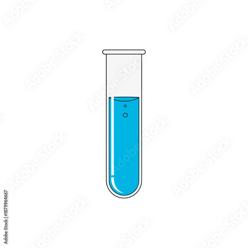 Vibrant blue liquid within a clean laboratory test tube icon, symbolizing scientific discovery, chemical analysis, and educational experimentation in research settings