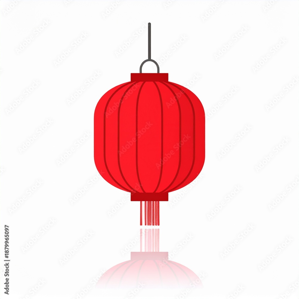 Obraz premium Bright Red Chinese Paper Lantern Hanging Isolated on White Background for Festivals and Decorations