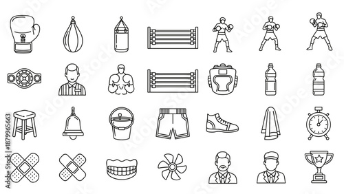A set of minimalist fitness icons on transparent background