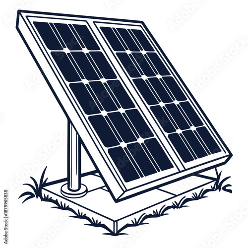 Solar Panel Vector - Renewable Energy and Green Power