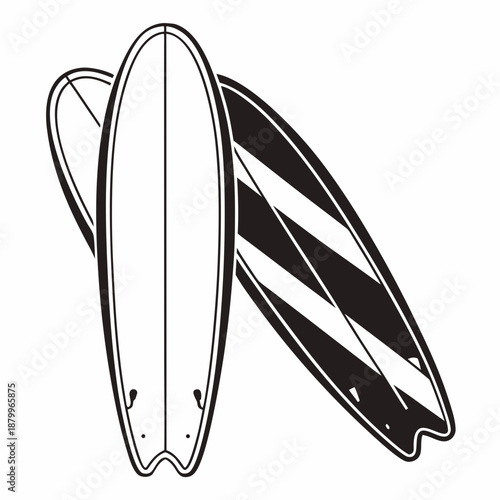 Surfboard Vector Art - Isolated on White, Summer Vibes