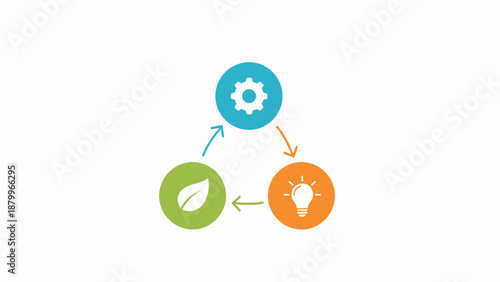 Three Colored Circles with White Icons.