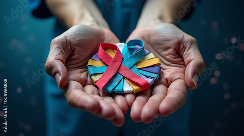 Wallpaper Mural World cancer day February 4. Hand holding colorful awareness ribbons  Healthcare and medical concept.Banner Torontodigital.ca