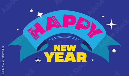 Fresh New Year greeting concept for modern creative projects