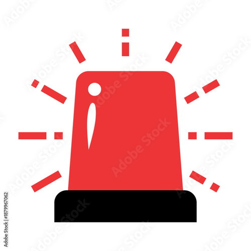 Special flasher icon. Emergency or police siren. Red flat signemergency alarm.Alert, danger warning. Ambulance flasher
