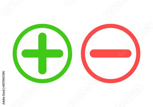Plus and minus sign set. Vector