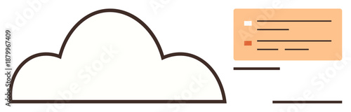 Cloud computing, data storage, file management, digital organization, servers, network solutions. Outline of a cloud with data elements. Cloud computing and data storage concepts