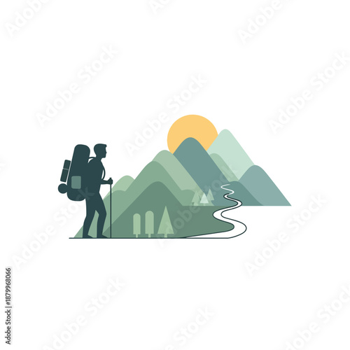 Hikers with Backpacks and Trekking Poles.