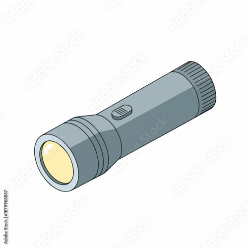 Isometric Simple Flashlight Torch Light Exploration Adventure Object Illustration