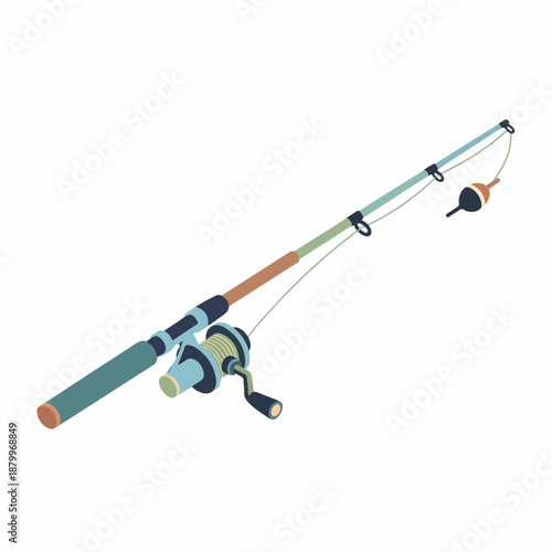 Minimalist Flat Style Angling Rod with Reel and Float Illustration
