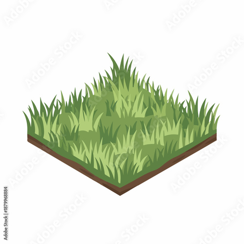 Isometric Illustration Garden Green Grass Lawn Tile Design Element