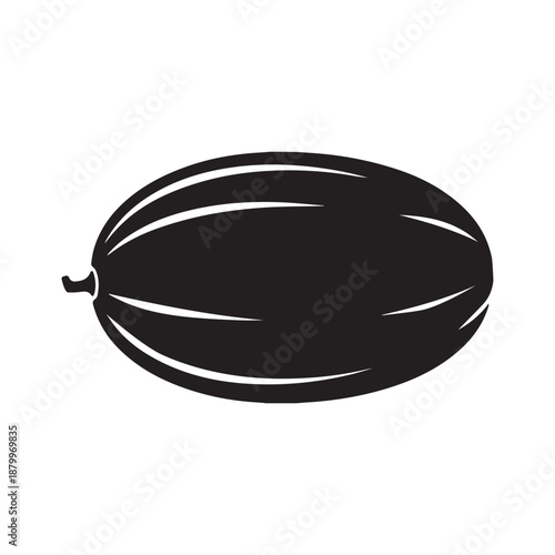Black silhouette of a watermelon simple vector illustration representing summer fruit and healthy food isolated on white background