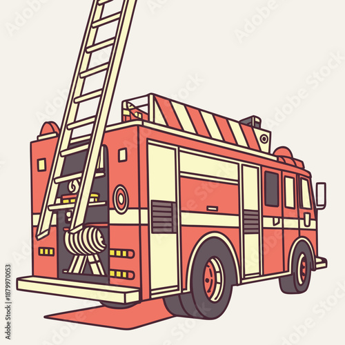 Red fire truck with ladder