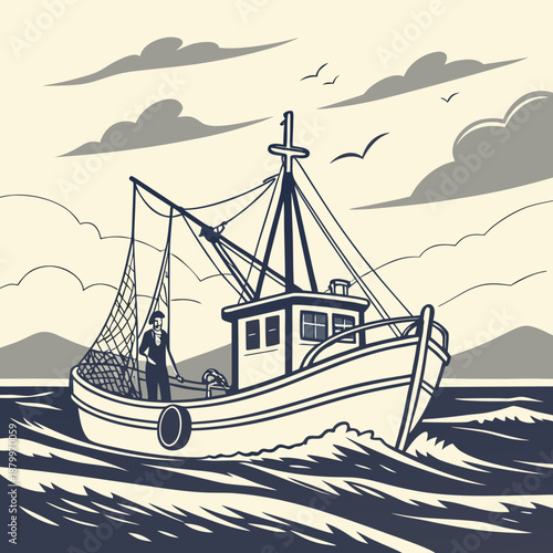 Fishing boat at sea