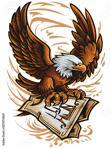 Fierce Bald Eagle Gripping RAW Shield 