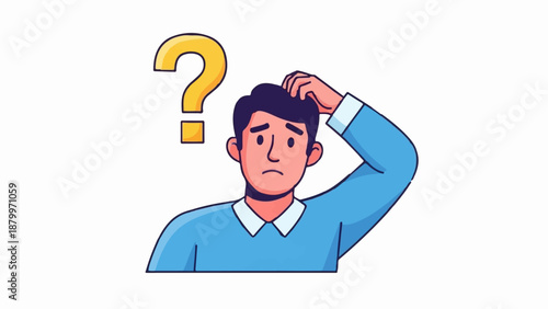 Confused man with a yellow question mark