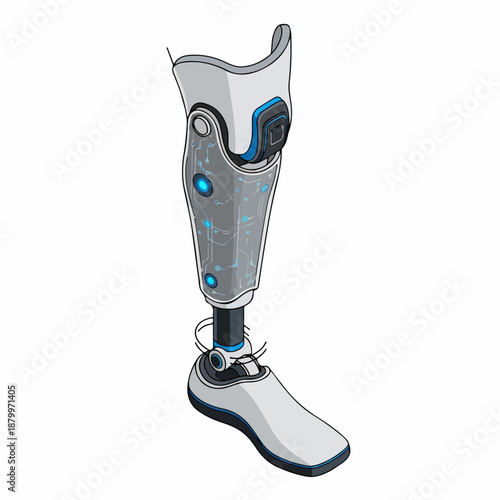 Detailed Isometric Prosthetic Leg Advanced Technology Artificial Limb Illustration