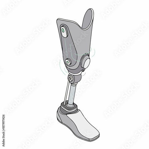 Simple Line Art Prosthetic Leg Artificial Limb Medical Equipment Illustration