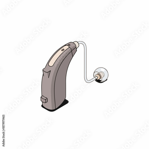 Detailed Flat Style Hearing Aid Electronic Device Technology Illustration