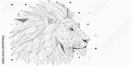 Polygonal lion head illustration a modern geometric wildlife portrait