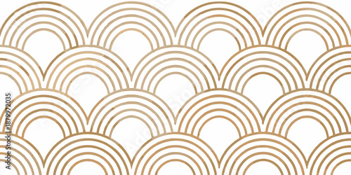 A repeating pattern of golden arches resembling waves or stylized clouds