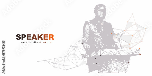 Abstract polygonal illustration of a speaker with a modern vector design