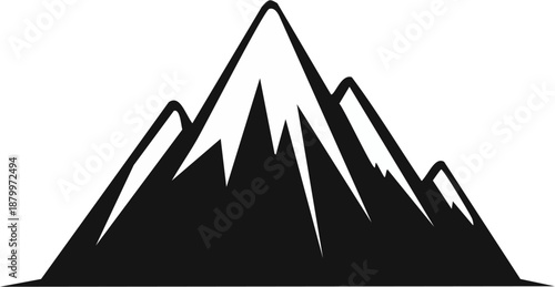 Single mountain silhouette, solid black flat vector, clean triangular shape