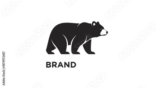 Black bear silhouette logo with the word brand.