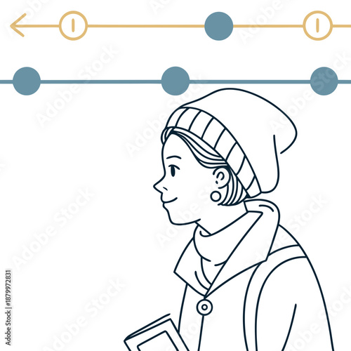 Thinking woman with thought bubbles