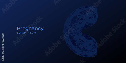 Abstract polygonal illustration of a uterus symbolizing pregnancy and female health